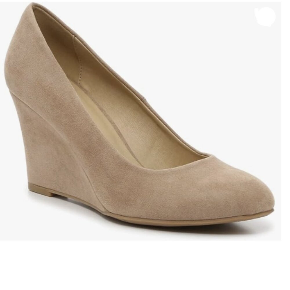 FOWT Women's Classic Wedge Pumps Basic Closed Almond Toe Thick High Heels Nude